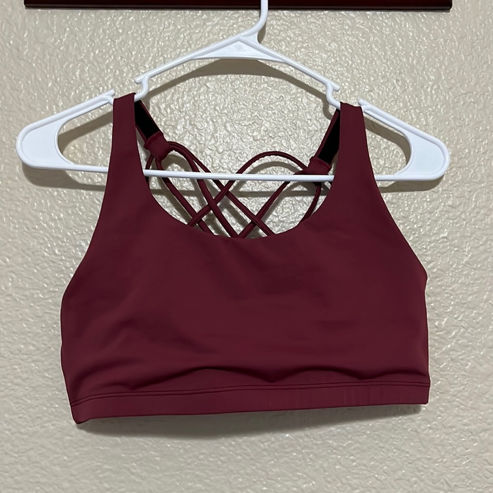 Vie Active Maroon Crisscross Back Sports Bra